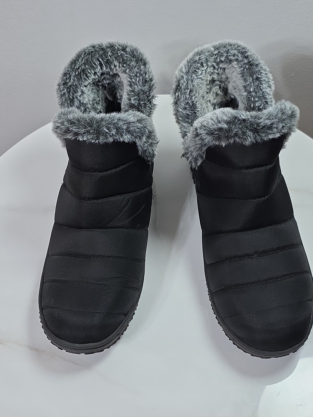Cozy Faux-Fur Lined Black Women's Winter Slip-On Boots